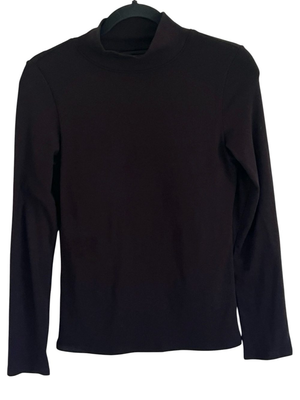 Klassy Network Black Ribbed Mock Neck Long Sleeve T Shirt NWT Large